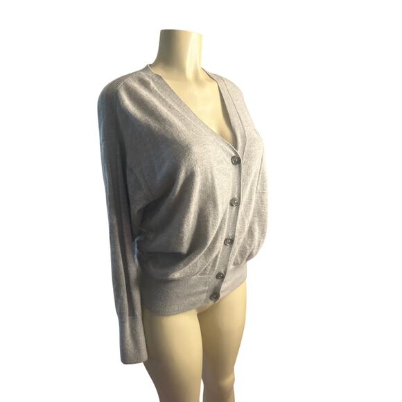 Women 1 S James Perse 100% Cashmere Gray Button Cardigan Sweater Oversized - Picture 1 of 8